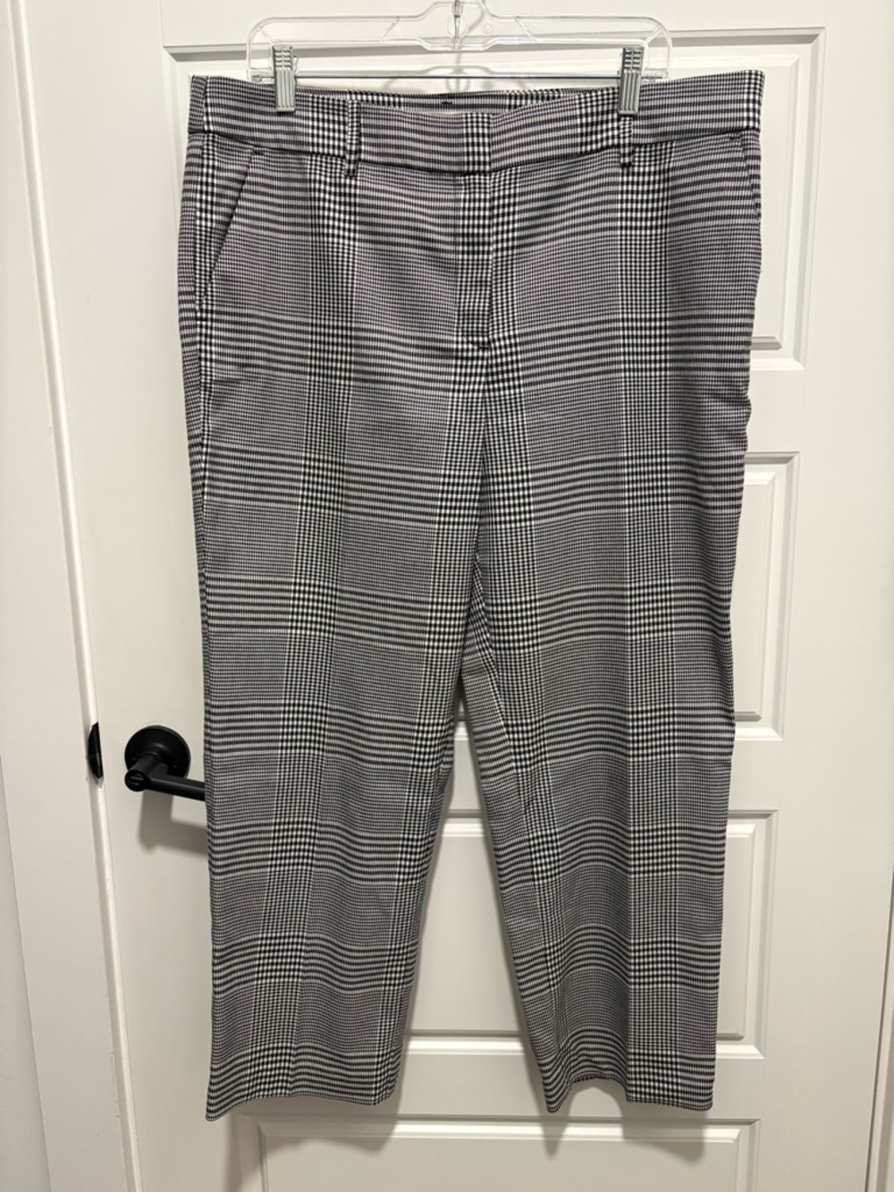 LOFT Black and White Glen Plaid Trousers